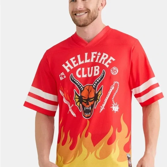 Stranger Things Red and Yellow Men's Jersey Sixe L NWT - Picture 2 of 4